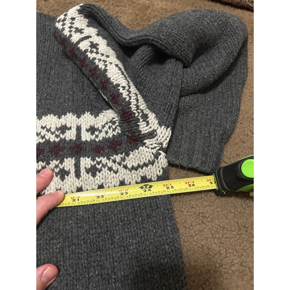 Eddie Bauer Mens XL Tall Gray Fair Isle Cotton Lambswool Knit Sweater Japan - Picture 8 of 8